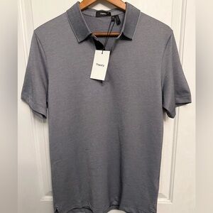 Theory NWT Micro Jacquard Knit Polo in Eclipse/Olympic
